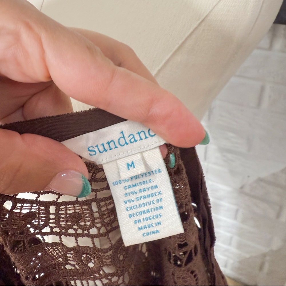 Sundance Brown Crochet Lace Dress (M) - Picture 2 of 4